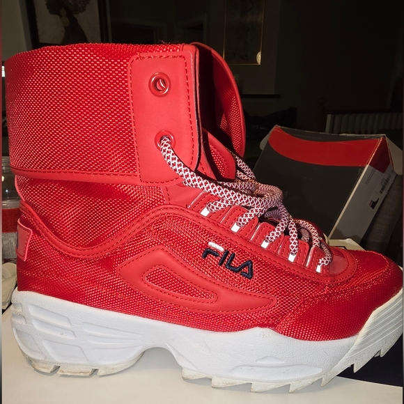 Fila Disruptor Ballistic Red Mesh High Top Sneakers Size 10 - Picture 5 of 10